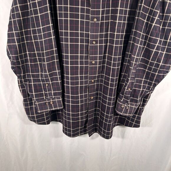 Brooks Brothers Dress Shirt Men 4XL Brown Plaid Button Up Long Sleeve All Cotton - Picture 3 of 5
